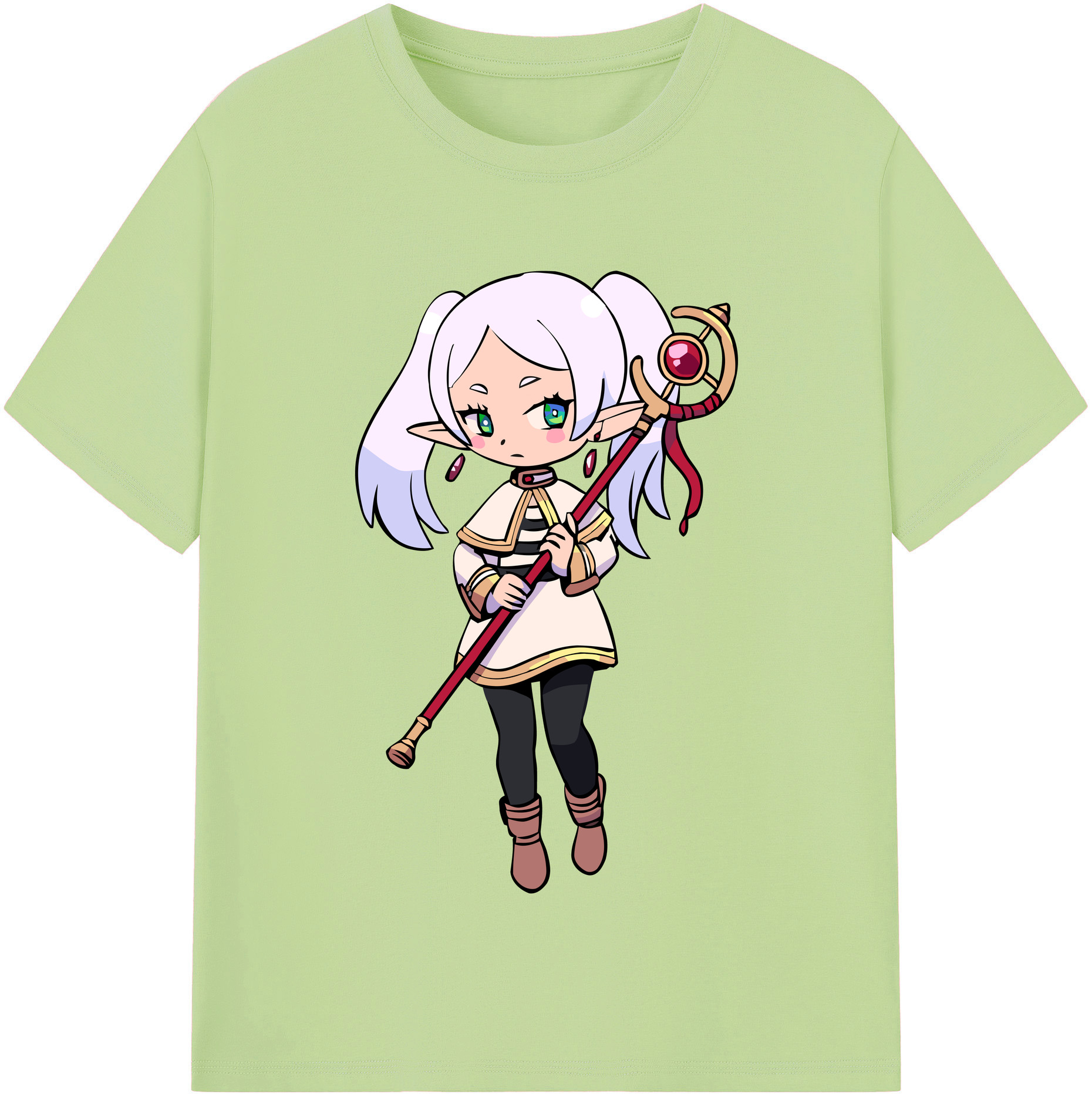 （画像用） 葬送のフリーレン Frieren 綿100％半袖Tシャツ（フロントプリント）